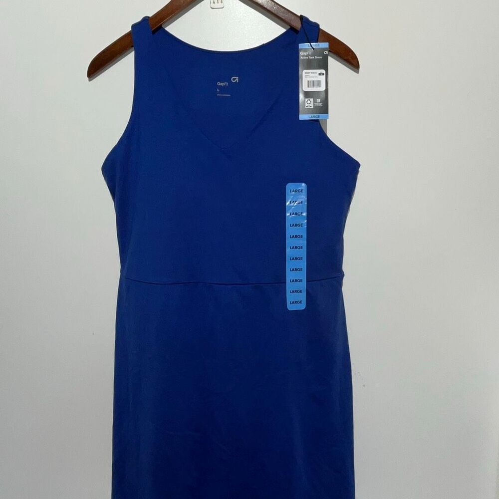 GapFit Women's Blue V-Neck Sleeveless Mini Active Tank‎ Dress Large NWT